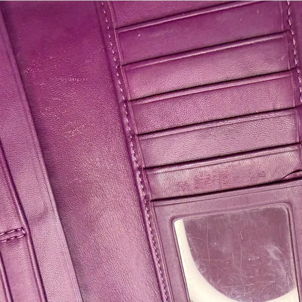 y2k COACH Purple Turnlock Signature Canvas Wallet